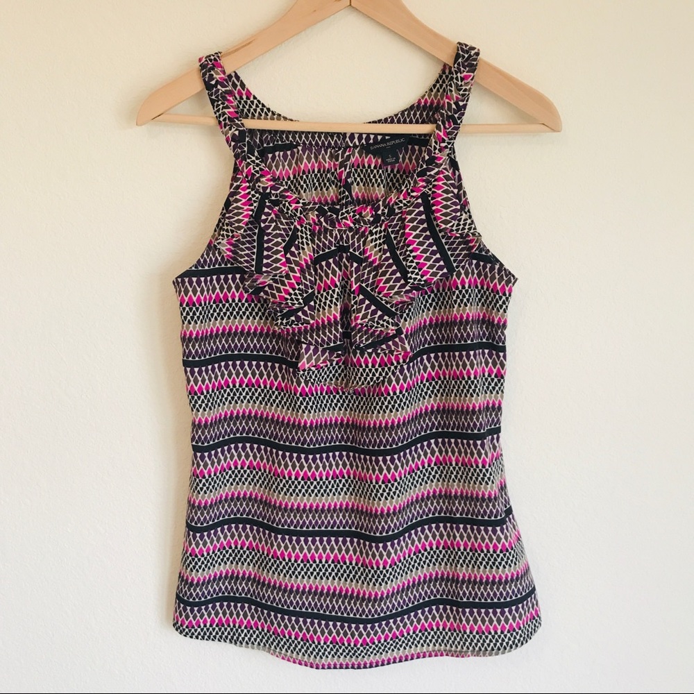 Banana Republic Tribal Print Ruffle Tank Top - S